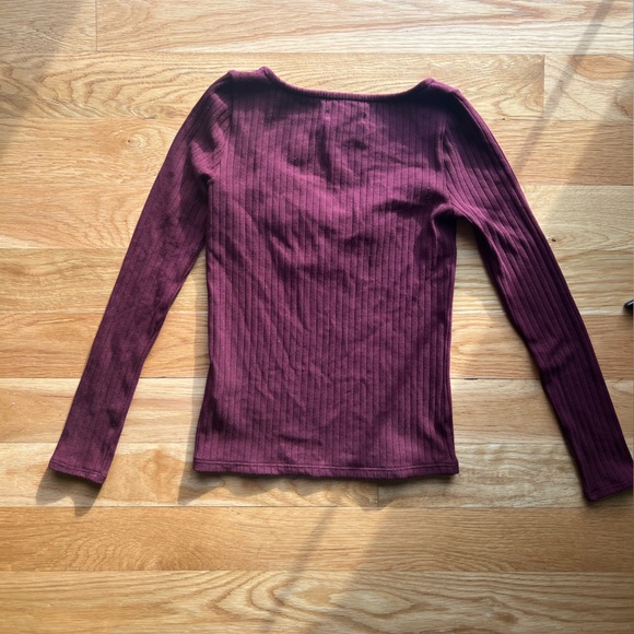 Madewell XXS NWT Maroon Sweetheart Long Sleeve Top - Picture 3 of 5